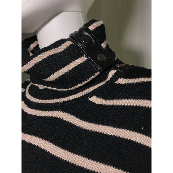Manoukian Women's Casual Dress Black Tan Striped Long Sleeve Knee Length Size M - Picture 3 of 11
